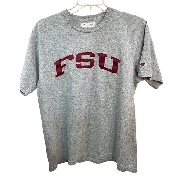 Vintage Champion FSU T-Shirt Size L Gray Red Print Cotton Blend College Style - Picture 1 of 6
